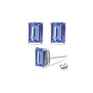 0.44 Cts Tanzanite Stud Earrings in Platinum