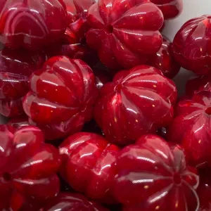 12x17mm Pumpkin (10) - Red - Vintage Opaque Marbled Effect Beads