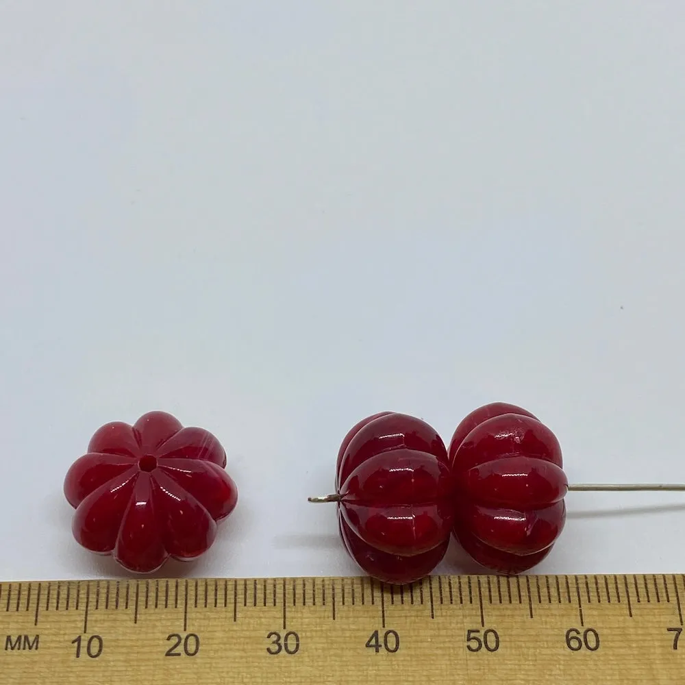 12x17mm Pumpkin (10) - Red - Vintage Opaque Marbled Effect Beads