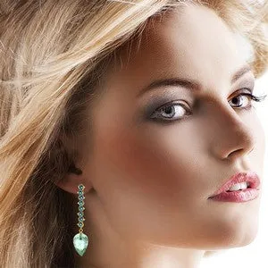 25.6 Carat 14K Solid Yellow Gold Drop Briolette Blue Topaz Earrings