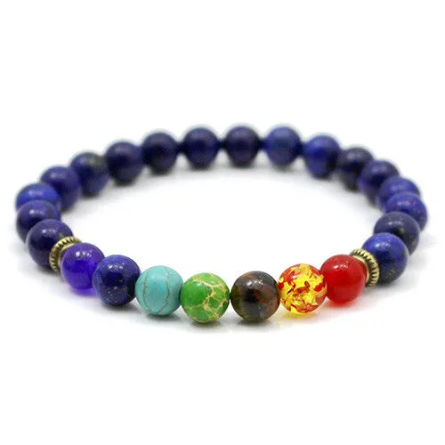 7 Chakra Bracelet Black Lava Healing Balance Beads Reiki Buddha Prayer Natural Stone Yoga Bracelets