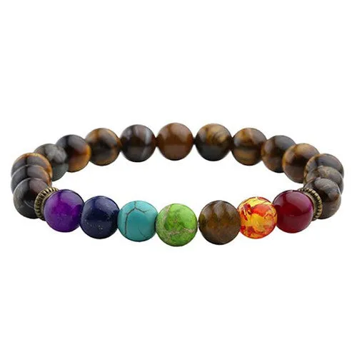 7 Chakra Bracelet Black Lava Healing Balance Beads Reiki Buddha Prayer Natural Stone Yoga Bracelets