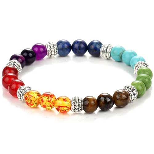 7 Chakra Bracelet Black Lava Healing Balance Beads Reiki Buddha Prayer Natural Stone Yoga Bracelets