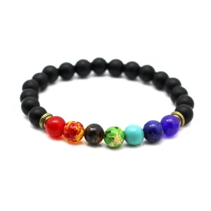 7 Chakra Bracelet Black Lava Healing Balance Beads Reiki Buddha Prayer Natural Stone Yoga Bracelets