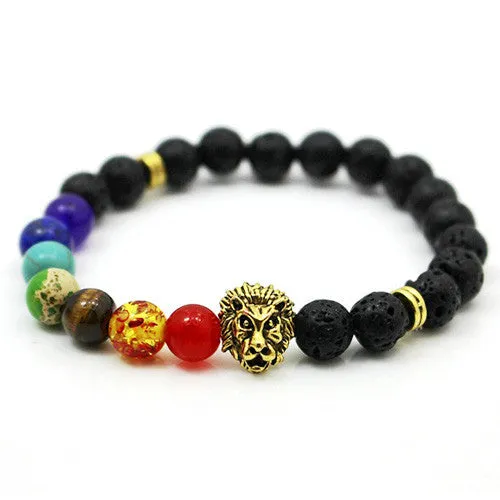 7 Chakra Bracelet Black Lava Healing Balance Beads Reiki Buddha Prayer Natural Stone Yoga Bracelets