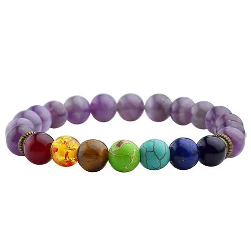 7 Chakra Bracelet Black Lava Healing Balance Beads Reiki Buddha Prayer Natural Stone Yoga Bracelets