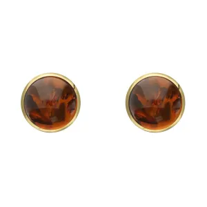9ct Yellow Gold Amber 5mm Classic Small Round Stud Earrings