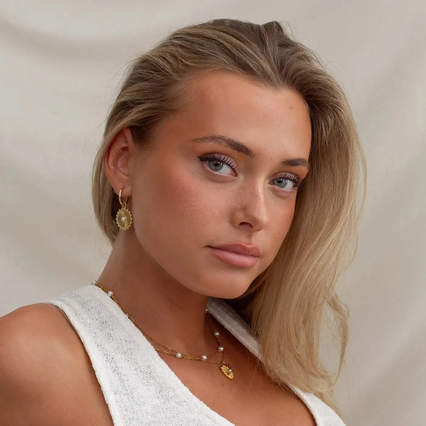Alizha - Sun Pendant Hoop Earrings