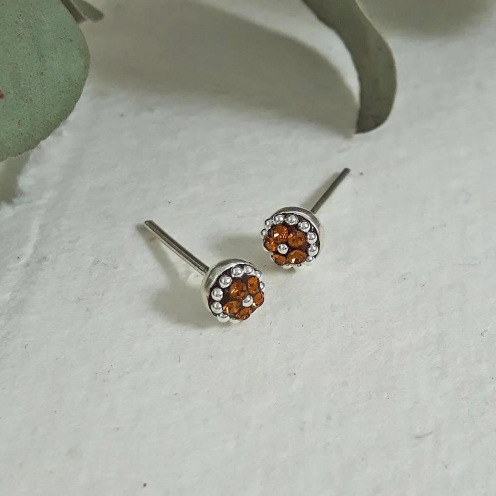 Allegra Amber Tiny Stud Earrings