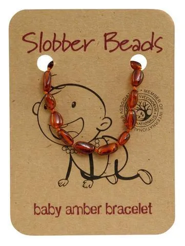 Amber Baby Teething Bracelet (Cognac Oval)