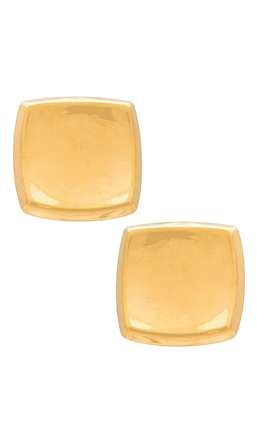 Amber Sceats Square Earrings in Metallic Gold