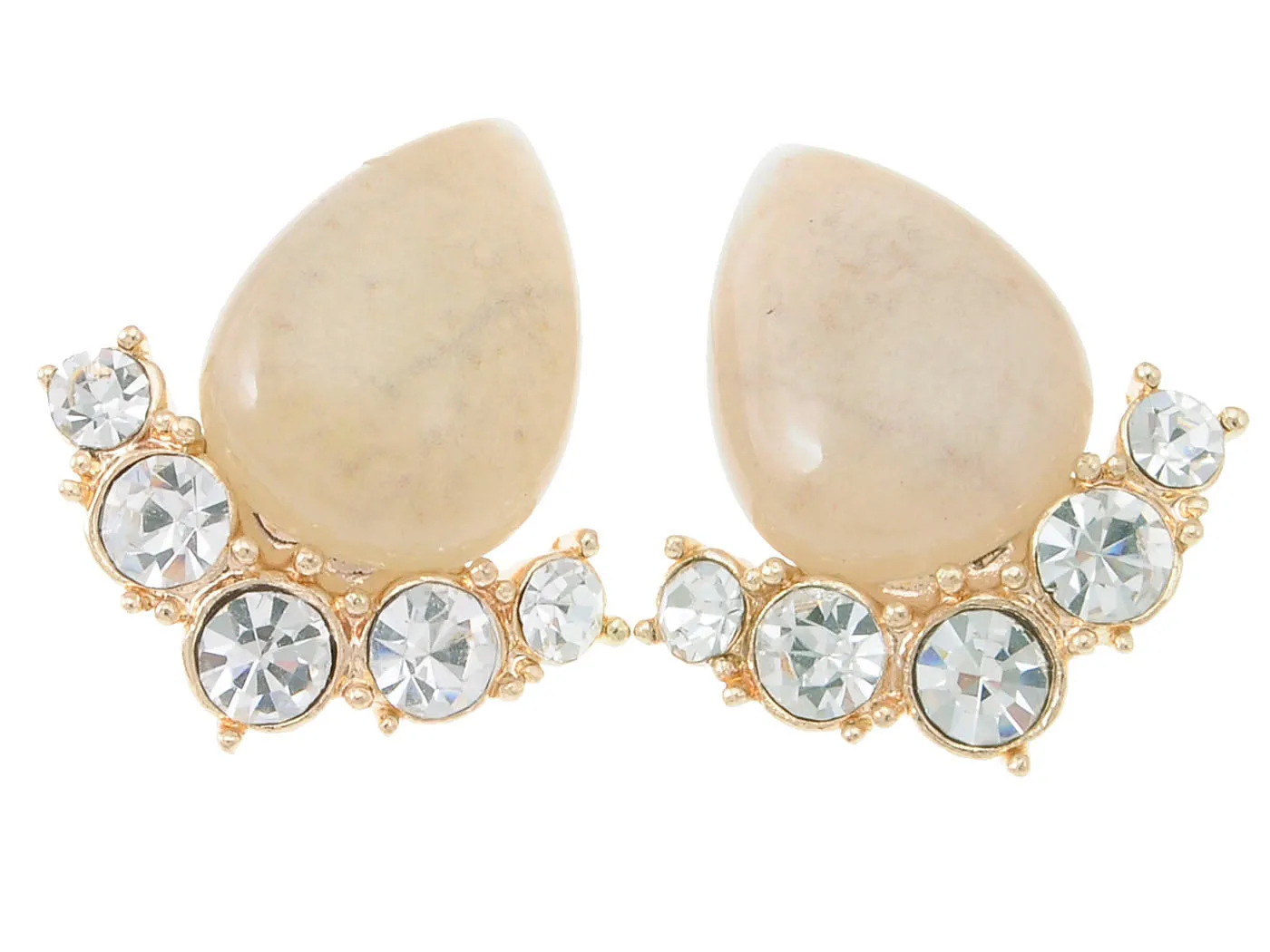 Amber Waterdrop Silver Gold Stud Earrings