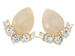 Amber Waterdrop Silver Gold Stud Earrings