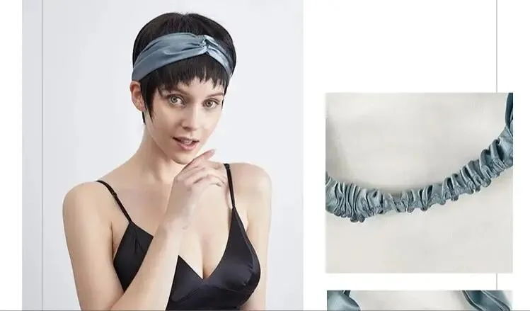 Azure Serenity: Mulberry Silk Headband in Blue