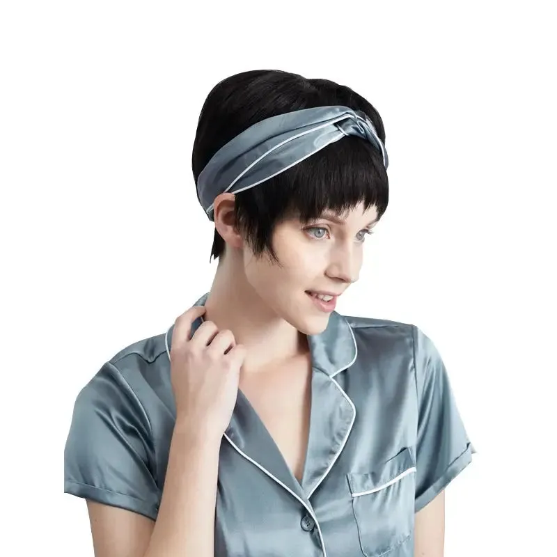 Azure Serenity: Mulberry Silk Headband in Blue