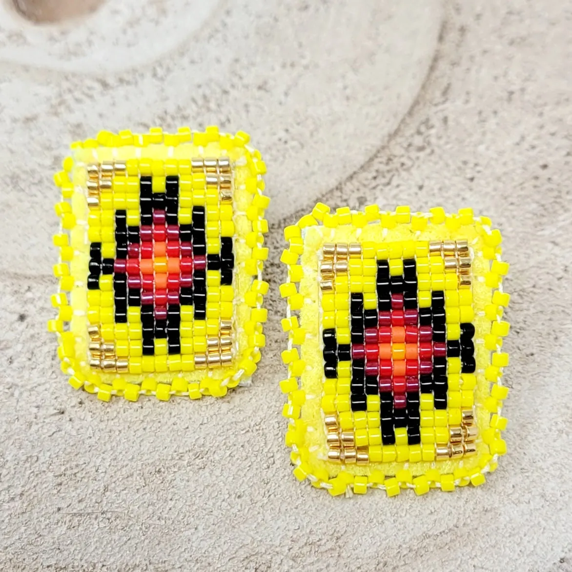 Beth Rose Designs Small Beaded Rectangular Earrings