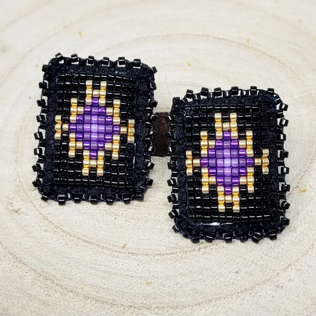 Beth Rose Designs Small Beaded Rectangular Earrings