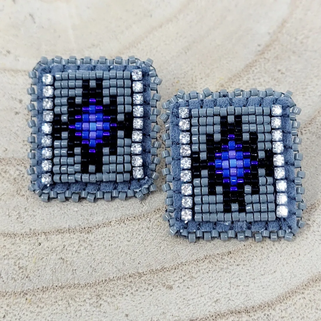Beth Rose Designs Small Beaded Rectangular Earrings