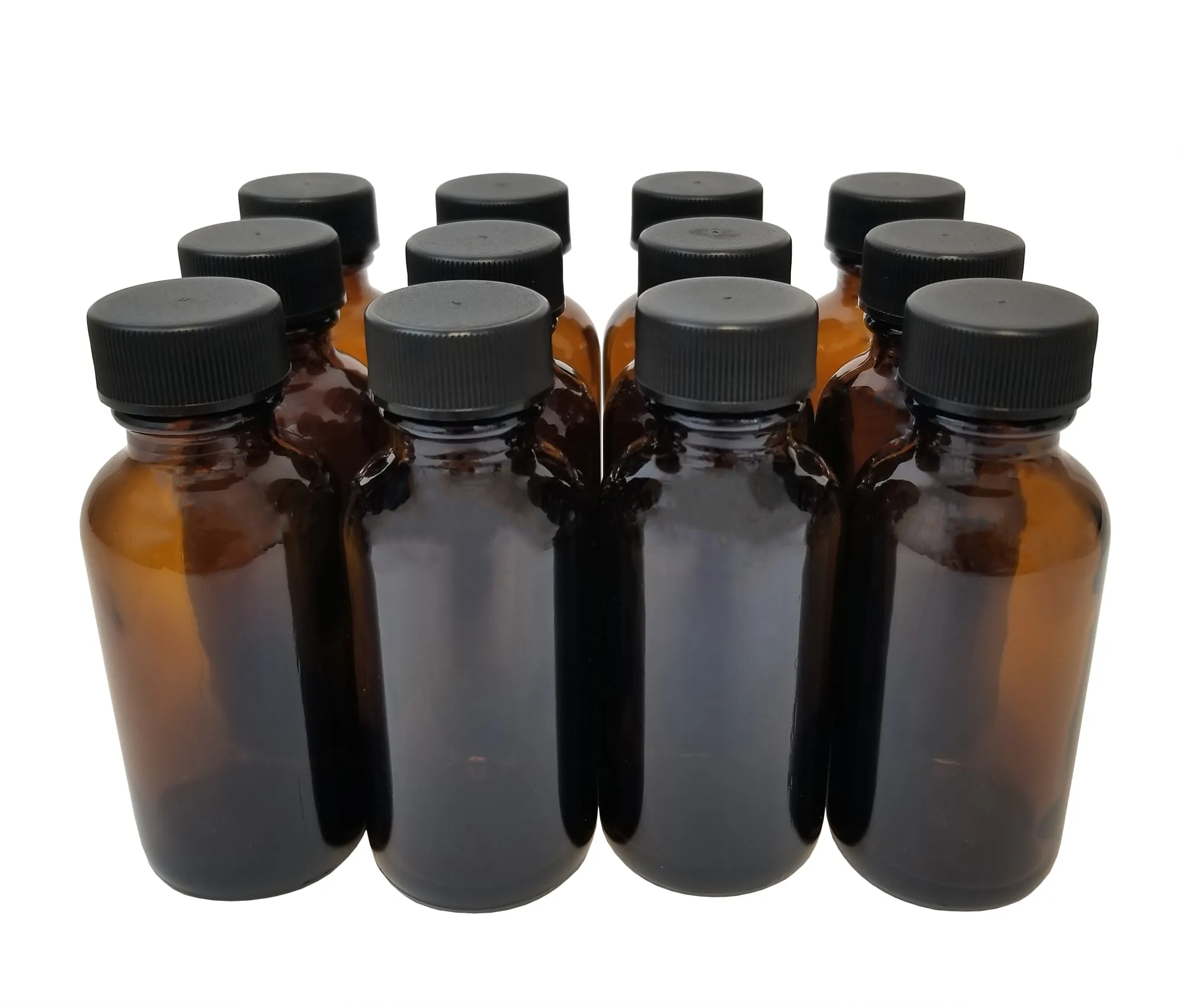 Bottle, Flint Glass, Amber Color, 1 ounce, with 20/400 Foam Lined Cap.  Pack 144.