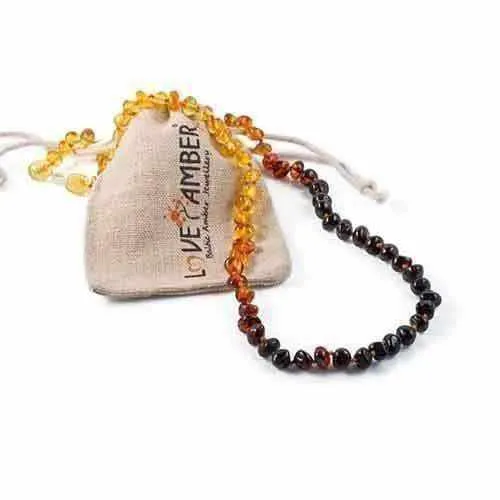 Childs Rainbow Bright Mixed Polished Baltic Amber Bead Necklace