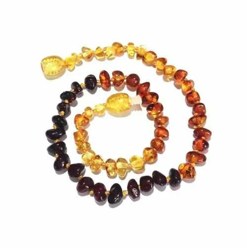 Childs Rainbow Bright Mixed Polished Baltic Amber Bead Necklace