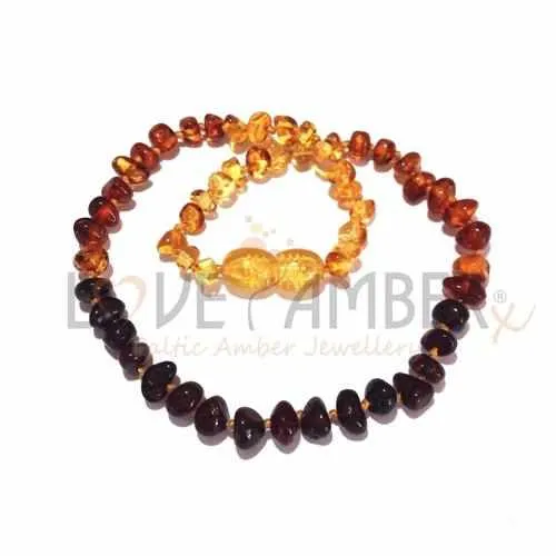 Childs Rainbow Bright Mixed Polished Baltic Amber Bead Necklace