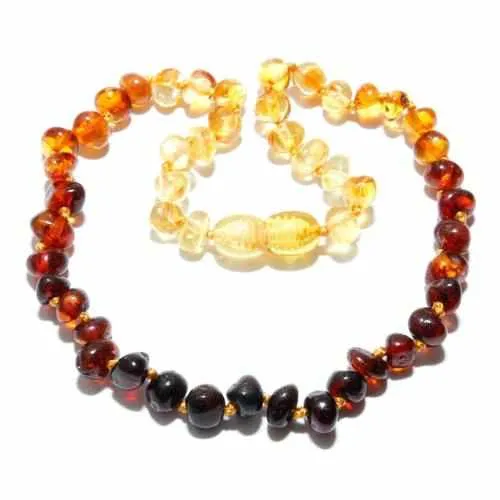 Childs Rainbow Bright Mixed Polished Baltic Amber Bead Necklace