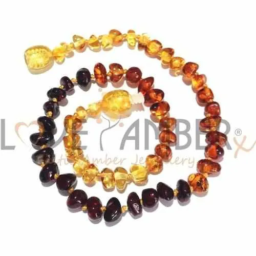 Childs Rainbow Bright Mixed Polished Baltic Amber Bead Necklace