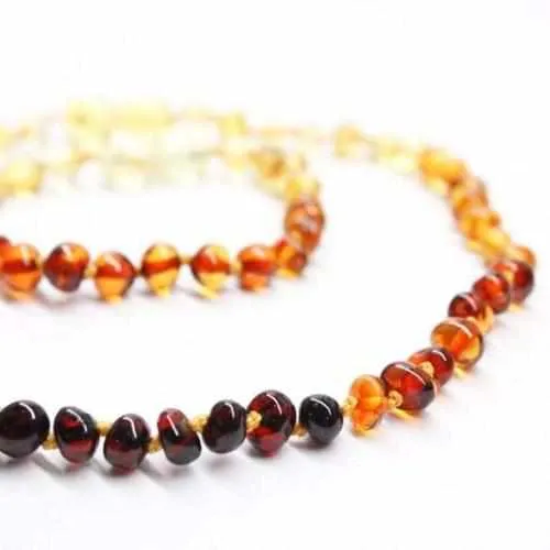 Childs Rainbow Bright Mixed Polished Baltic Amber Bead Necklace