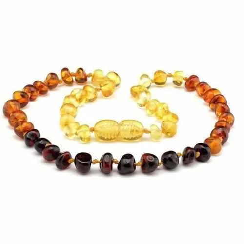 Childs Rainbow Bright Mixed Polished Baltic Amber Bead Necklace