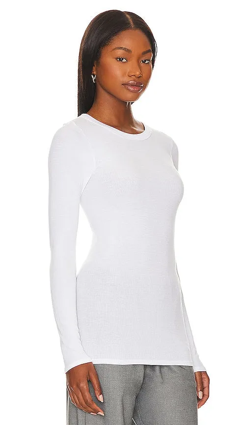 Enza Costa Silk Knit Long Sleeve Crew in White