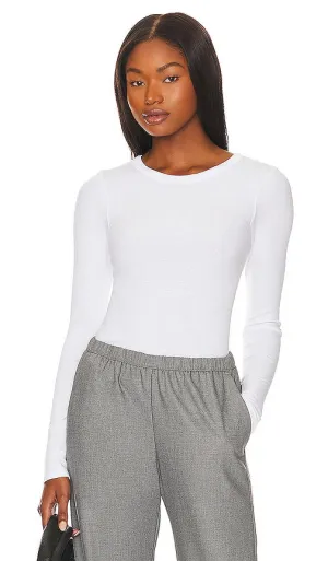Enza Costa Silk Knit Long Sleeve Crew in White