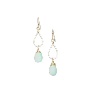 Forged Teardrop Earrings with Aqua Chalcedony