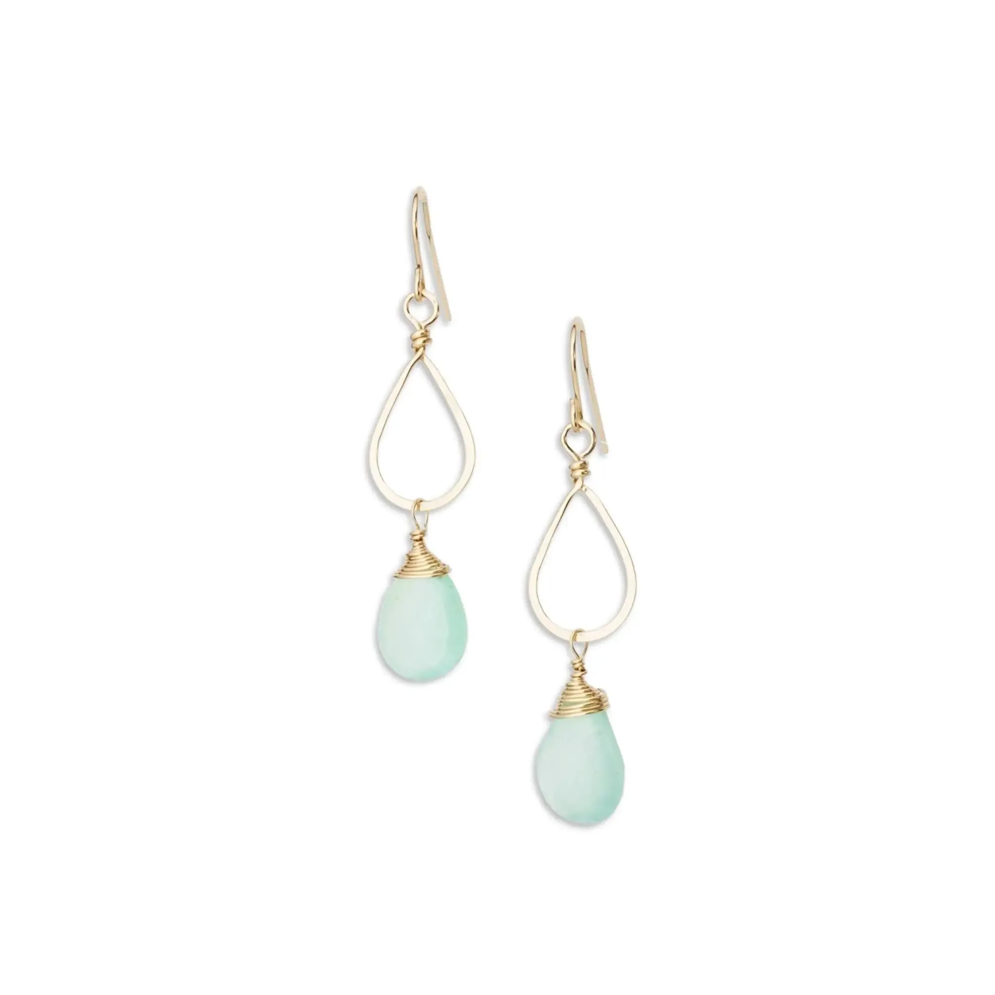 Forged Teardrop Earrings with Aqua Chalcedony