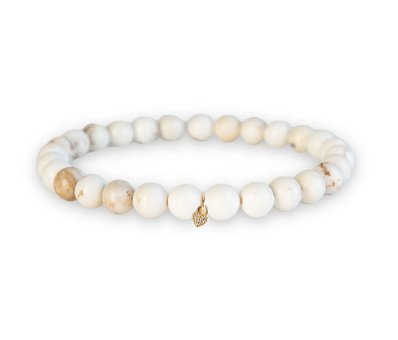 Gemstone Heart Bracelet - Howlite