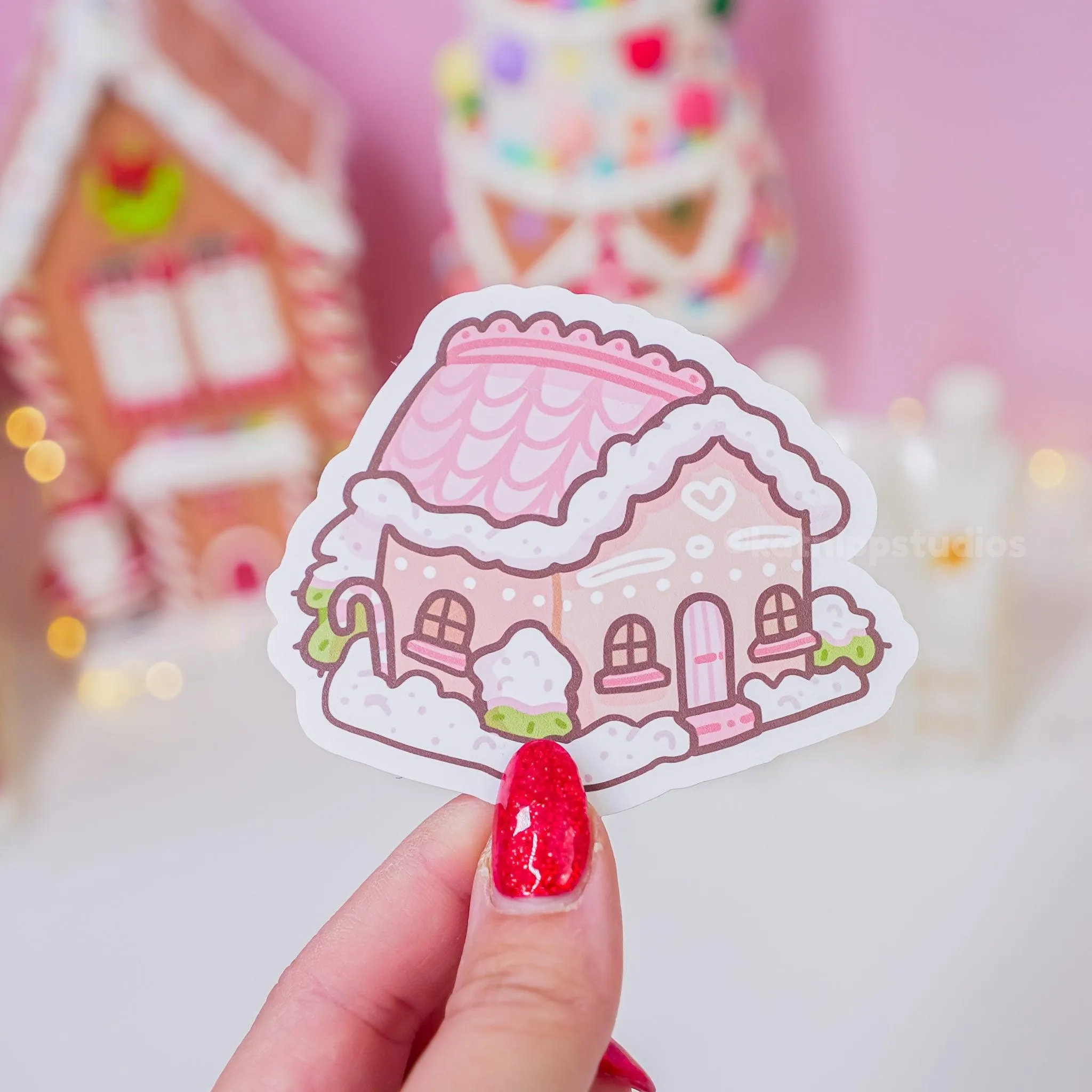 Gingie & Spice Gingerbread House Sticker │ Cute Christmas Vinyl │ Kawaii Holiday Die-Cut
