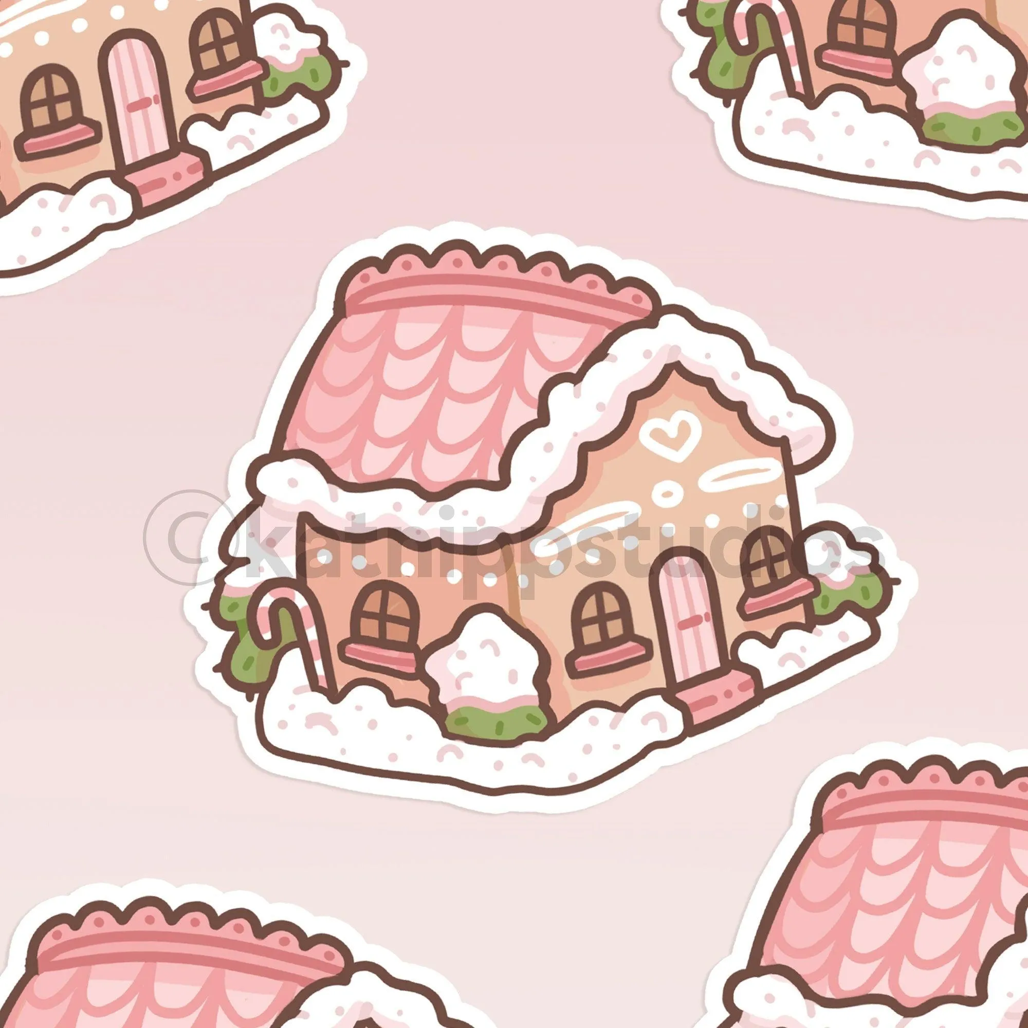 Gingie & Spice Gingerbread House Sticker │ Cute Christmas Vinyl │ Kawaii Holiday Die-Cut