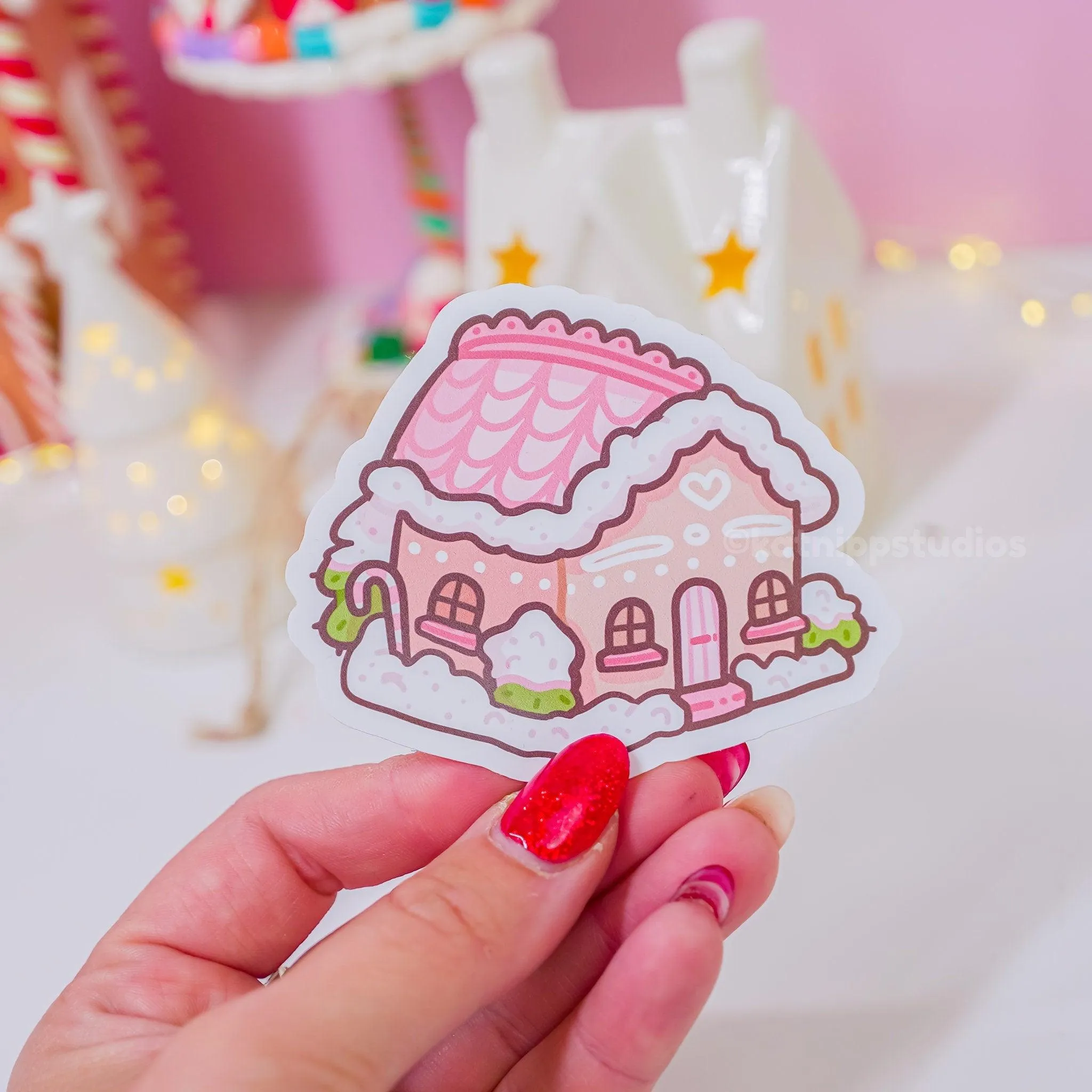 Gingie & Spice Gingerbread House Sticker │ Cute Christmas Vinyl │ Kawaii Holiday Die-Cut