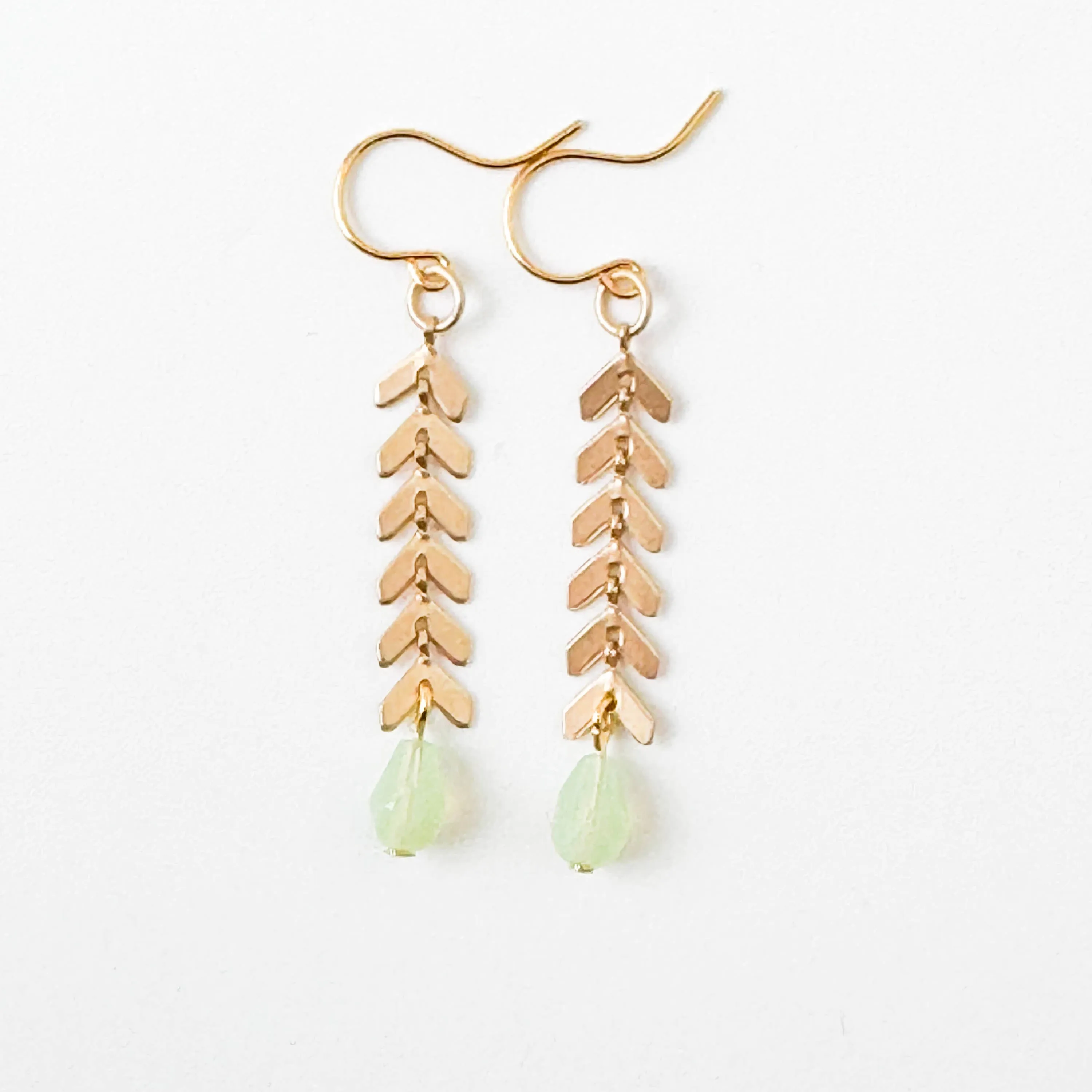 Gold Chevron Earrings With Pastel Beads -WS