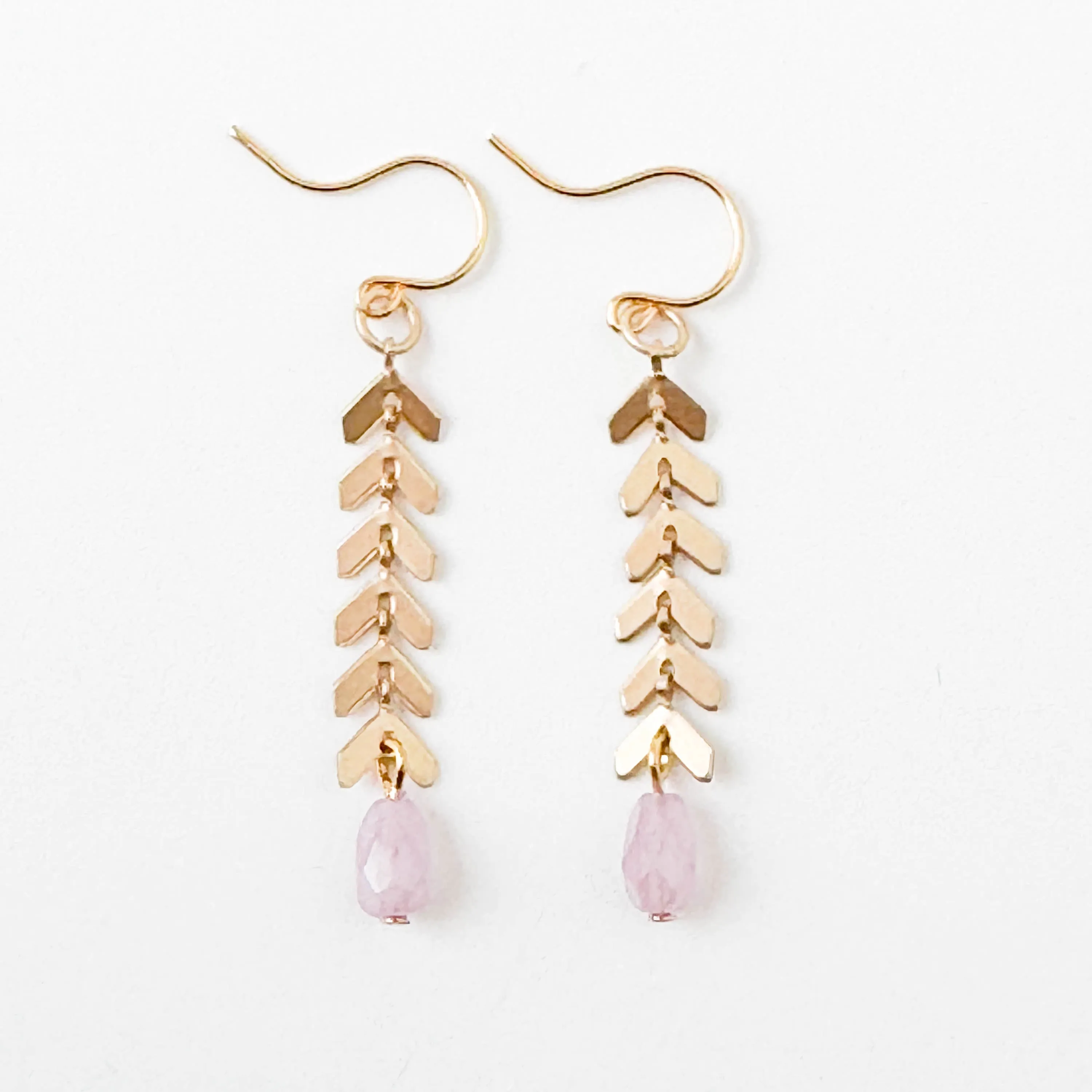 Gold Chevron Earrings With Pastel Beads -WS