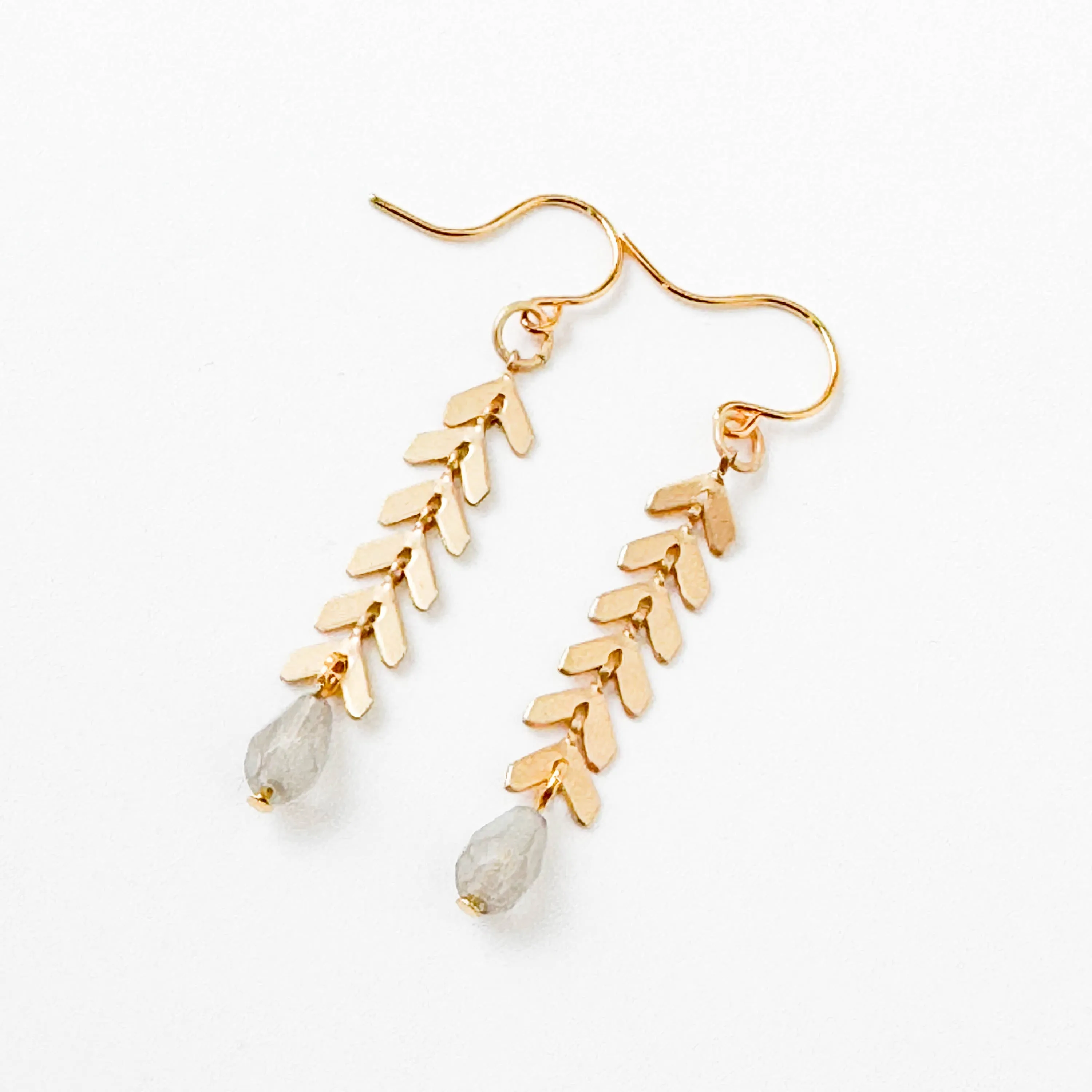 Gold Chevron Earrings With Pastel Beads -WS