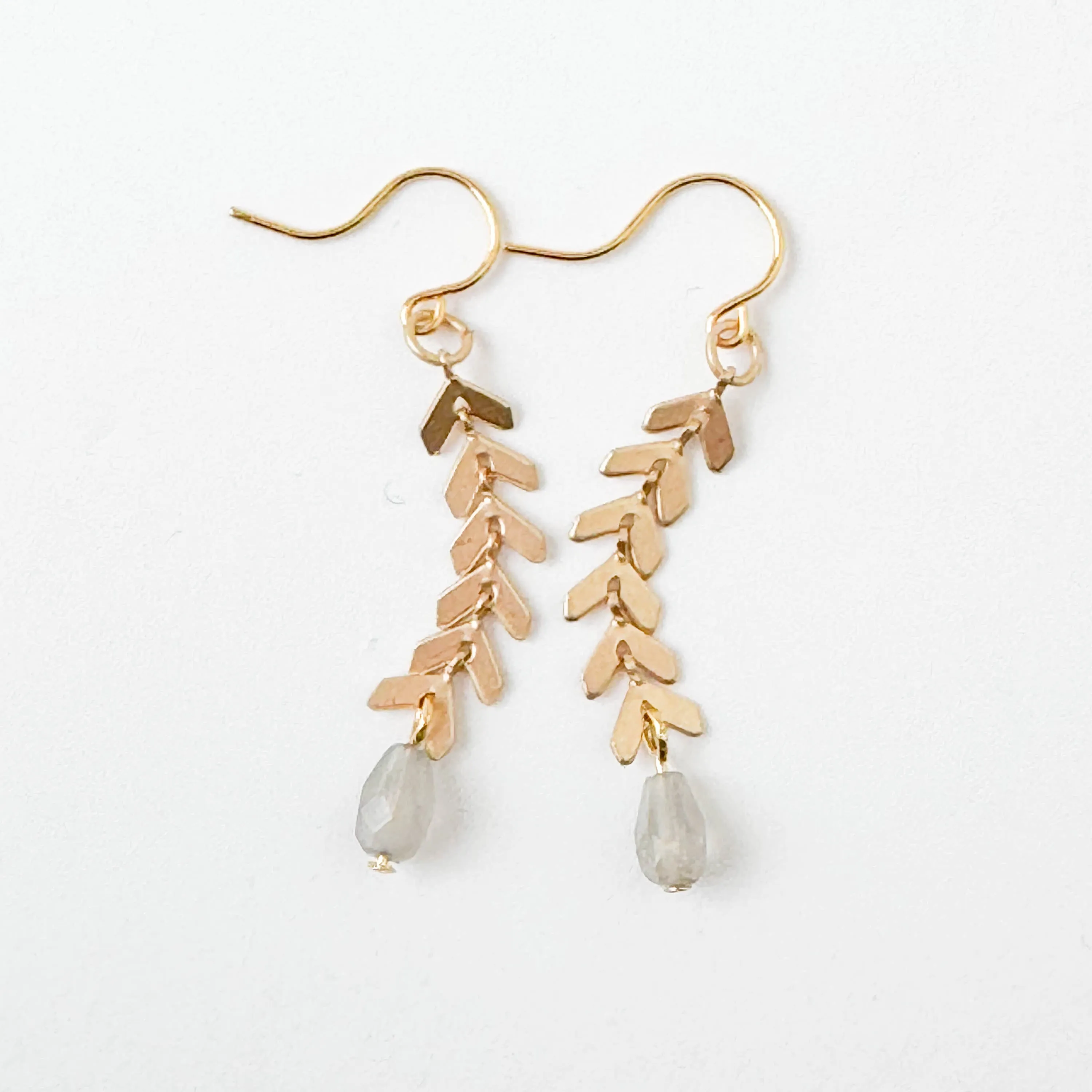 Gold Chevron Earrings With Pastel Beads -WS