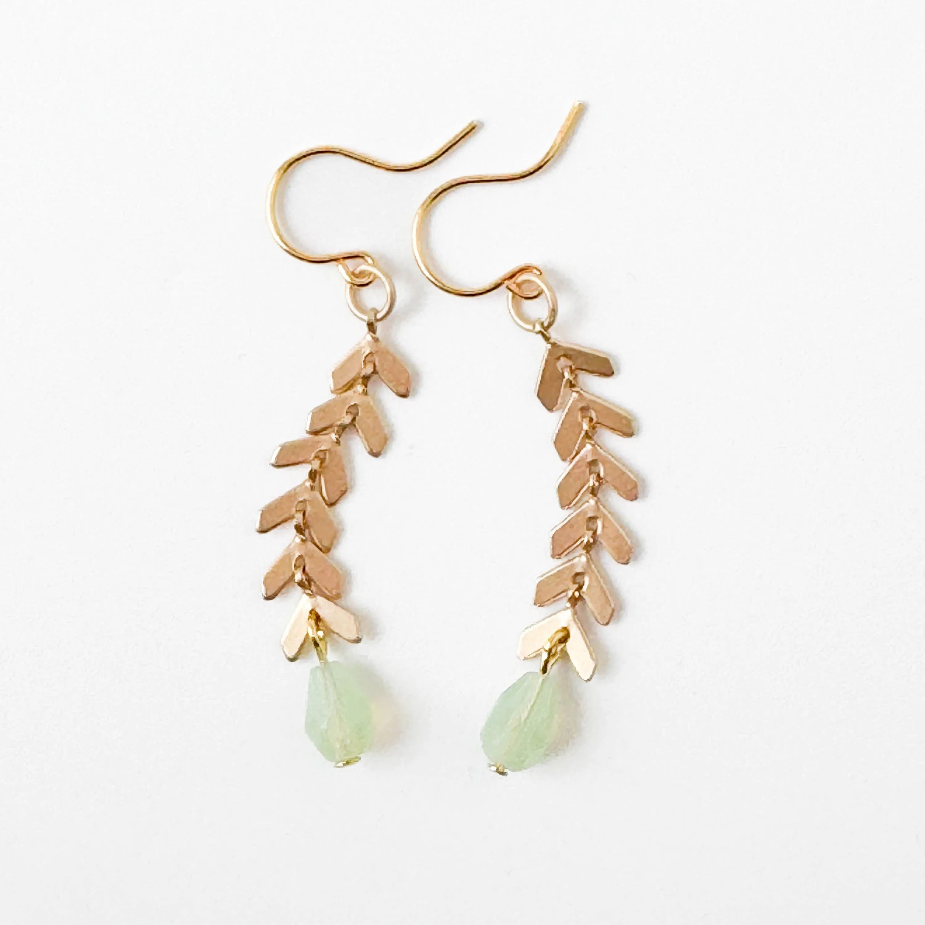 Gold Chevron Earrings With Pastel Beads -WS