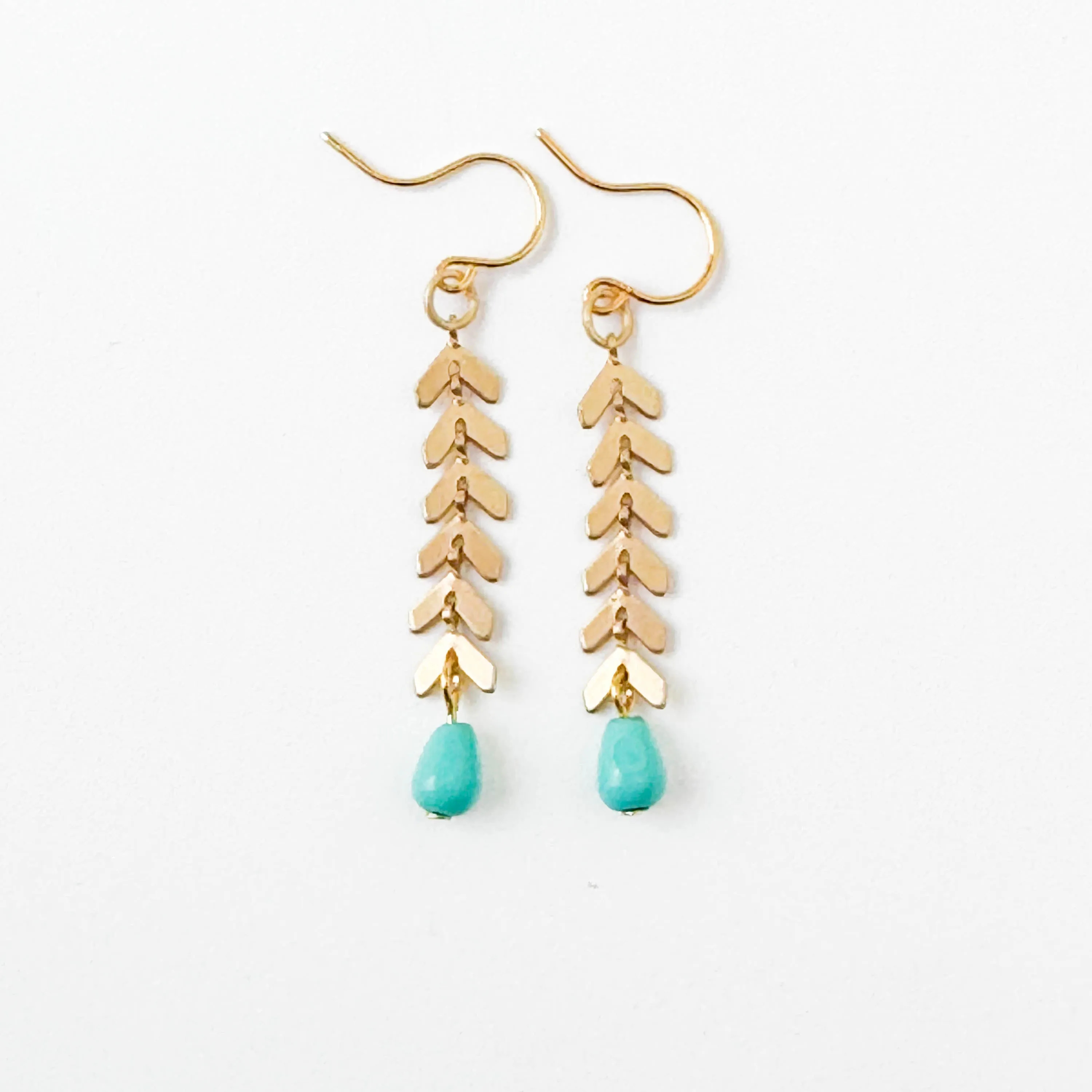 Gold Chevron Earrings With Pastel Beads -WS