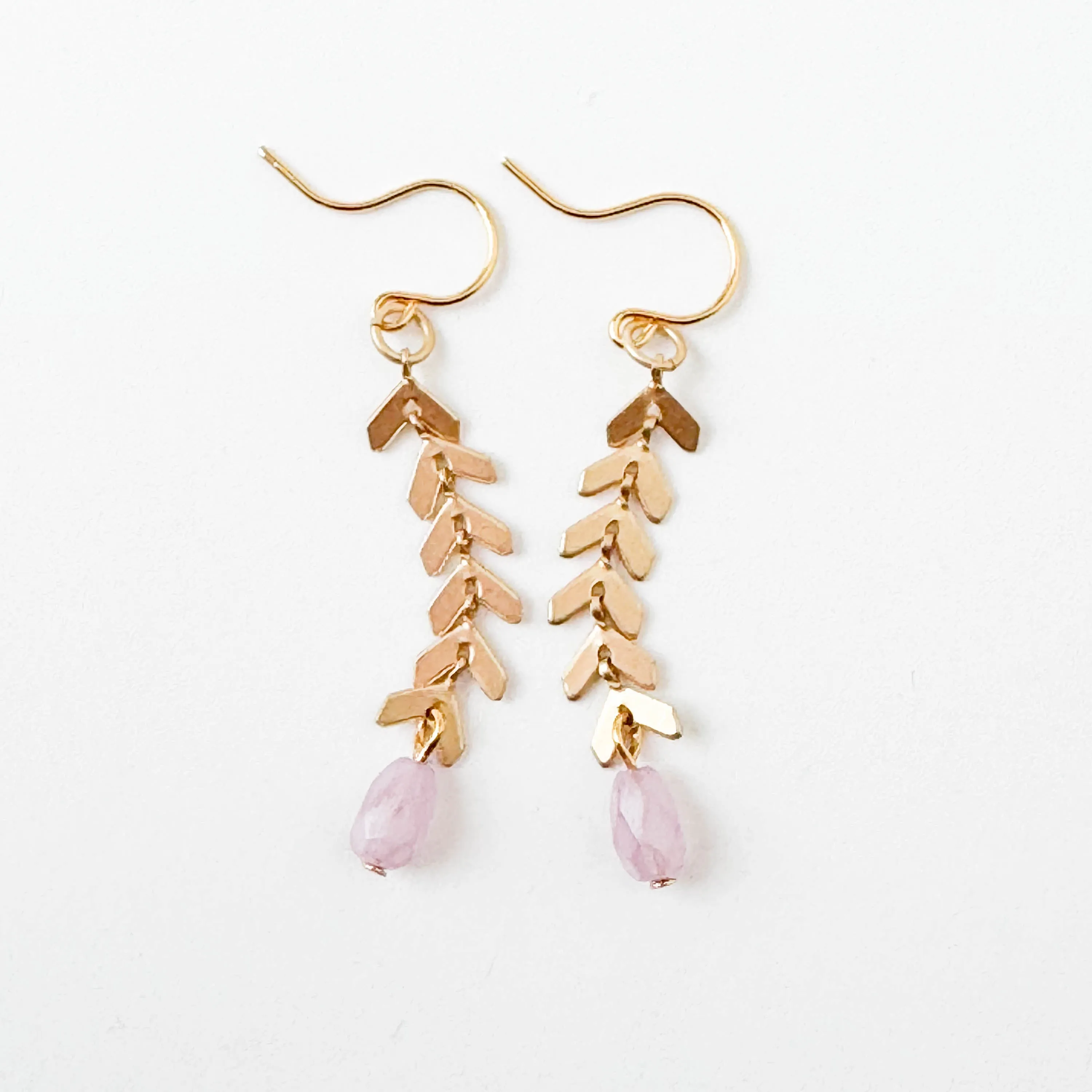 Gold Chevron Earrings With Pastel Beads -WS