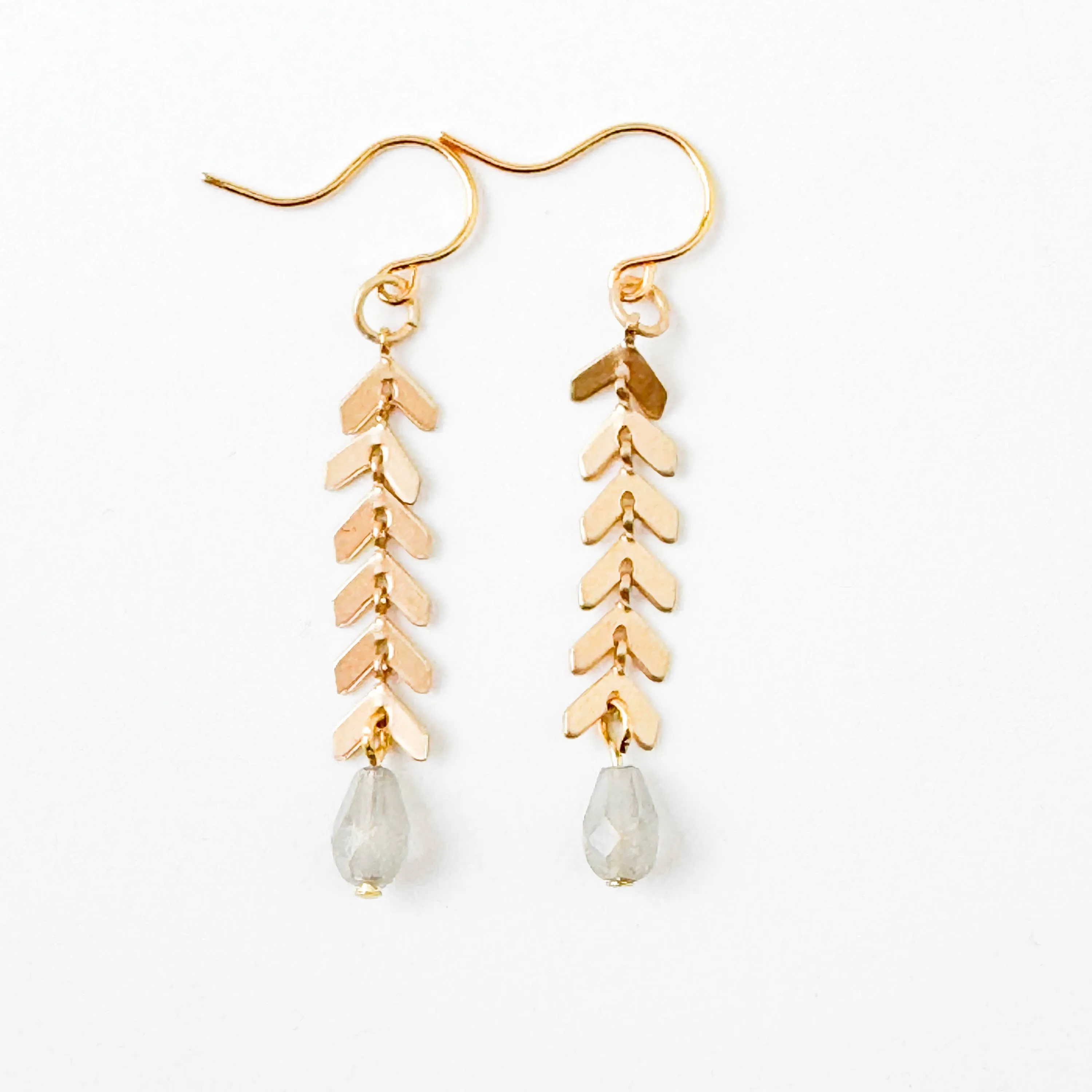 Gold Chevron Earrings With Pastel Beads -WS