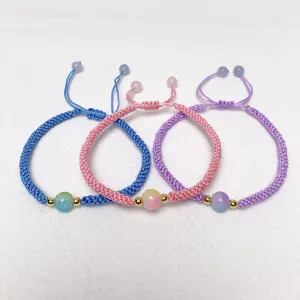 Gradient Bead Skinny Braided Friendship Boho Bracelet