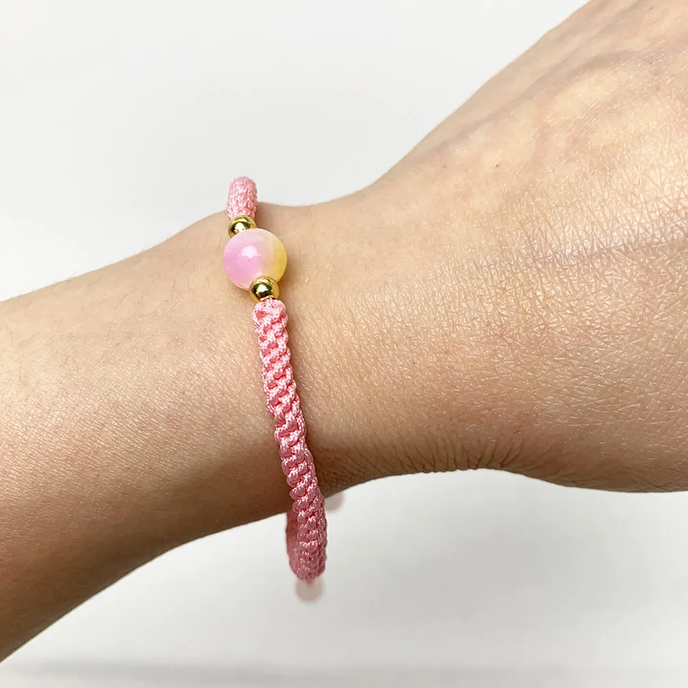 Gradient Bead Skinny Braided Friendship Boho Bracelet