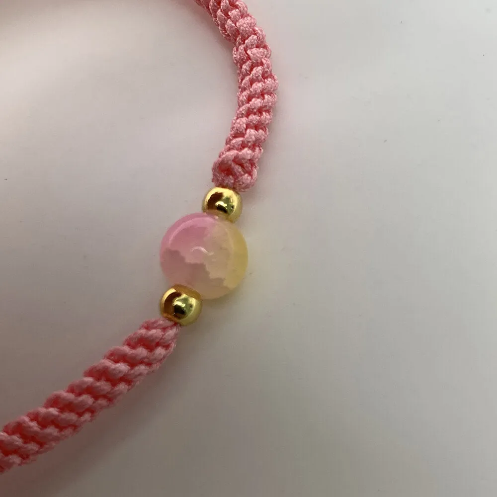 Gradient Bead Skinny Braided Friendship Boho Bracelet