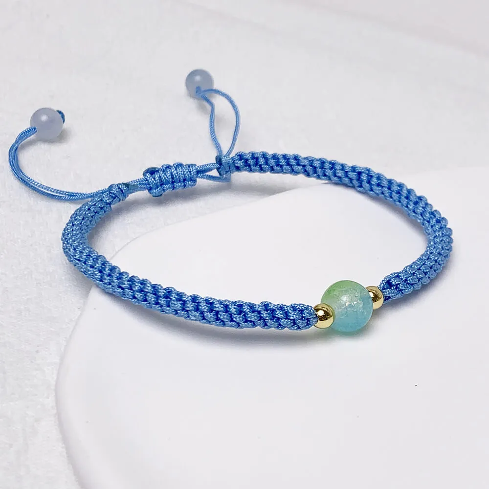 Gradient Bead Skinny Braided Friendship Boho Bracelet